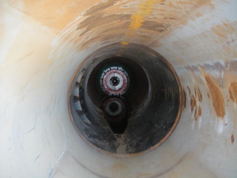 View upstream of tie-in point showing 36” Tecno Plug™ installed in pipeline